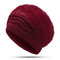 Women Extensible Rabbit Hair Blend Pure Color Thick Warm Knit Hat Outdoor Travel Snow Hat - Red