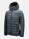Mens Winter Thick Zipper Front Pockets Hooded Down Jacket - Gray