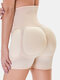 Plus Size High Waist Front Closure Hip Lifting Air Cushion Stitching Shapewear Shorts - Nude