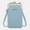 Women Lychee Pattern 6 Card Slots 6.5 Inch Phone Bag Crossbody Bag - Blue