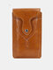 Men Artificial Leather Vintage Portable Belt Bag Button Design Durable Retro Waist Bag - Coffee