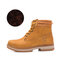 Women Large Size Lace-up Leather Martin Boots   - Camel