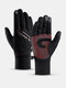 Men Plus Velvet With Convenient Pocket Full-finger Outdoor Waterproof Windproof Warmth Non-slip Touchscreen Gloves - Red