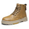 Men PU Non Slip Outdoor Casual Tooling Boots - Khaki