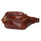 Vintage Waist Bag Genuine Leather Crossbody Shoulder Bag Chest Bag For Men - Gold