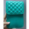 Women Genuine Leather Lingge Phone Bag Mini Crossbody Bag  - Green