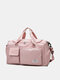 Women Oxfords Cloth Casual Large Capacity Travel Bag Wet and Dry Separation Design Waterproof Luggage - Pink