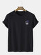 Mens Skull Chest Print Cotton Casual Short Sleeve Black T-Shirts - Black