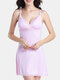 Maternity Breathable V-neck Nursing Slip Dress Pajama For Pregnant Women - Pink