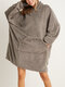 Women Bedsure Cozy Oversized Wearable Blanket Hoodie Warm Double Plush Robe With Large Front Pocket - Grey