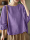 Blusa Cuello con manga Dolman suelta sólida - púrpura