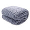 120*150cm Soft Warm Hand Chunky Knit Blanket Thick Yarn Wool Bulky Bed Spread Throw - Gray Blue