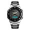 Business Style Men Wrist Watch Chrono Dual Digital Watch Stainless Steel Waterproof Watch - Silver