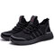 Men Knitted Fabric Non Slip Sport Casual Sneakers - Black