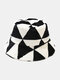 Unisex Dacron Color-match Geometric Color Block Print Fashion Sunshade Bucket Hat - #01