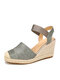 Women's Closed Toes Sandals Casual Metallic Espadrille Wedges - Silver