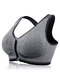 Women Sport Bras Front Zipper Full Cup Fitness Breathable Sweaty Yoga Activewear - Grey
