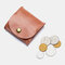 Women Genuine Leather Coin Purse Key Earphone Storage Short Purse - Cameo