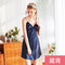 Yao Ting New Simulation Silk Pajamas Ladies Season Lace Sexy Strap Nightdress Home Service Dq1118 - Navy