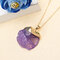 Fashion Colorful Natural Stone Pendant Necklace Sweater Chain for Women Men - Light Purple