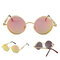 Men Women Round Lens Metal Frame Outdoor UV400 Steampunk Adjustable Polarized Sunglasses  - #06