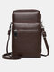 JOSEKO Men's PU Leather Solid Color Casual Zipper Messenger Bag Outdoor Shoulder Tooling Bag - Coffee