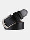 Men 115cm Faux Leather Business Fashion Jeans Pin Buckle Belts - Black
