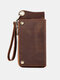 Menico Men Genuine Leather Vintage Casual Doka Long Wallet Business Vintage Crazy Horse Leather Fashion RFID Wallet - Brown