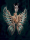 Vintage Angel Wings Inlaid Diamond Women Necklace Butterfly Pendant Necklace Jewelry Gift - Gold