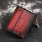 RFID Men And Women Genuine Leather Short Wallet 6 Card Slot Multi-function Vintage Coin Purse - Red