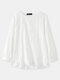 Solid Color O-neck Ruffle Hem Casual Blouse For Women - White