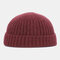 Men Women Solid Color Knitted Wool Hat Skull Cap Beanie Brimless Hats - Wine Red