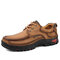 Men Breathable Cow Leather Slip Resistant Wear-resistant Casual Shoes - Brown 1
