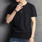 New Season Men's Short-sleeved T-shirt Round Neck Slim Men's T-shirt Simple Solid Color Trend Male Stitching - Black