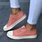 Women Oversized Canvas Elastic Band Comfy Wearable Casual Flats - Pink