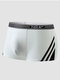 Men Side Striped Letter Waistband Breathable Pouches Comfy Boxers Briefs - White