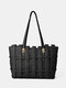 Faux Leather Woven Multi-pocket Crossbody Bag Large Capacity Handbag Tote - Black