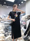 Print Girl T-shirt Skirt Short Sleeve Cute New Large Size Dress - Black