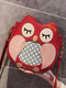 Women Cute Patchwork Owl Cartoon Pattern Crossbody Bag Shoulder Bag - Red