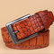 رجال الأعمال التمساح نمط الطبقة الأولى من حزام جلد الترفيه جلد طبيعي دبوس مشبك الحزام - بني محمر
