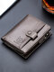 Men Genuine Leather Vintage Card Holder Money Clip Wallet - Gray