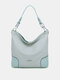 Women Vintage Faux Leather Solid Color Large Capacity Waterproof Handbag Shoulder Bag Tote - #05