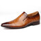 Men Genuine Leather Non Slip Slip-ons Business Formal Dress Shoes - Brown