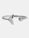 Винтажное открытое кольцо из стерлингового серебра 925 пробы с милым рыбьим хвостом - Серебряный