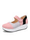 Women Splicing Colorblock Hook Loop Casual Wearable Platform Sneakers - Pink