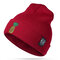 Women Winter Pineapple Embroidered Knitted Hats Casual Warm Skullies Beanies Caps - Wine Red