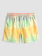 Men Tie Dye Ombre Print Drawstring Quick Dry Cool Board Shorts - Yellow