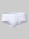 Mens Modal Elastic Fiber Soft Underwear Solid Color Breathable Briefs With Big Pouch - White