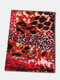 Women Acrylic Artificial Wool Dual-use Patchwork Leopard Print Fashion Warmth Shawl Scarf - Red