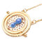 Gold Rotating Hourglass Time Turner Charm Necklaces for Women - Blue